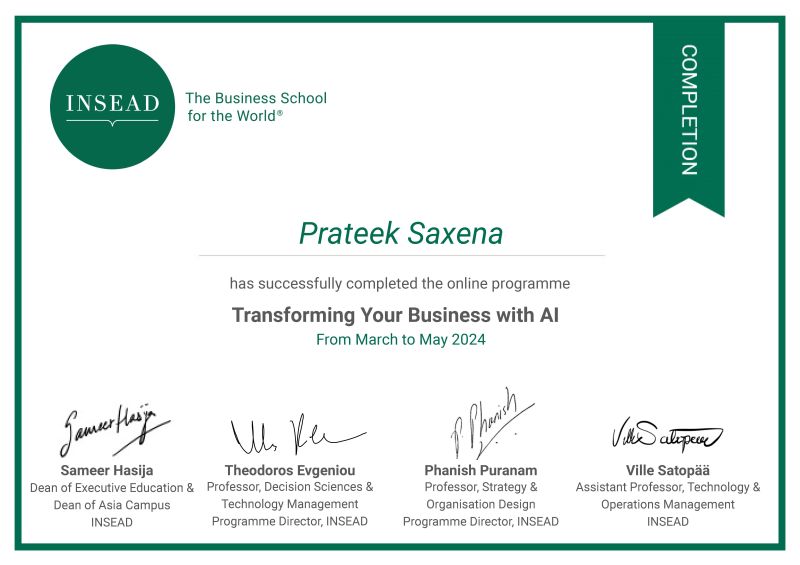 I am thrilled to share that I have successfully completed the "Transforming Your Busines